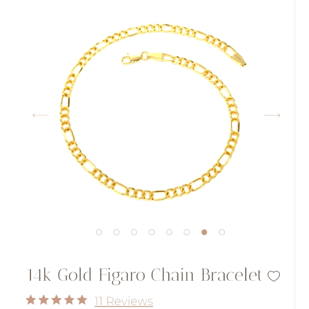 Men's 14k Gold Figaro Chain Bracelet 8"